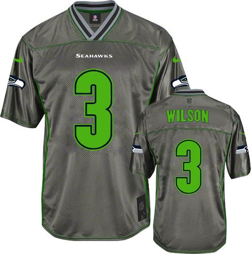 Men's Limited Russell Wilson Nike Jersey Grey - #3 Vapor NFL Seattle Seahawks